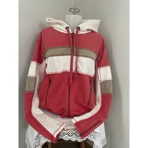 Free People We The Free Cori Moto Hoodie Zip Up Sz M Color-Block Raw Seam